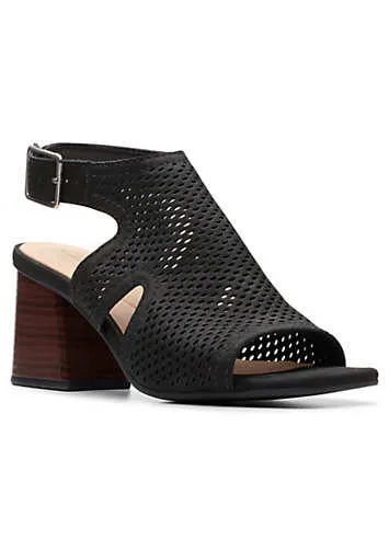 Clarks Black Nubuck Siara65 Flow Sandals | Grattan