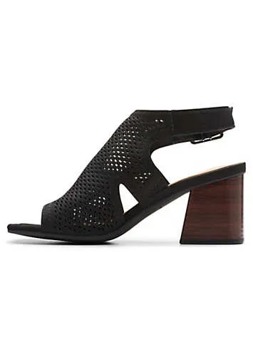 Clarks Black Nubuck Siara65 Flow Sandals | Grattan