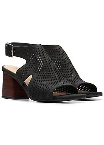 Clarks Black Nubuck Siara65 Flow Sandals | Grattan