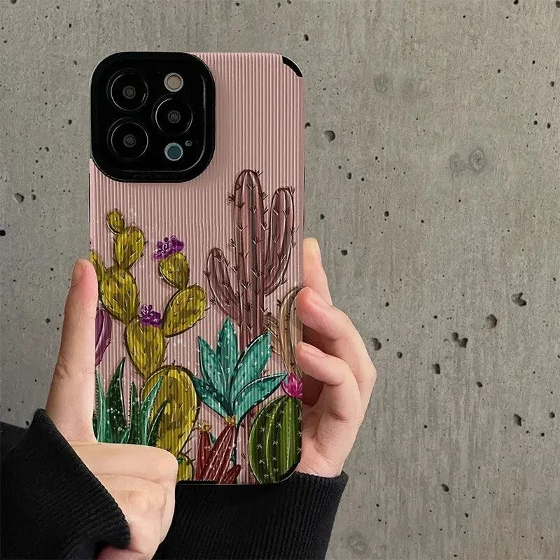 Cute Cactus Pattern Phone Case for iPhone 14, 13, 12, 11 Pro Max, X, XR, XS Max, 7, 8, 8 Plus, and 14 Plus