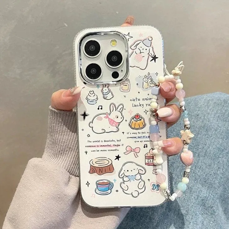 Cute Cartoon Lucky Rabbit Phone Case for iPhone 15 Pro Max, 14, 13, 11, 12, and 15 Plus