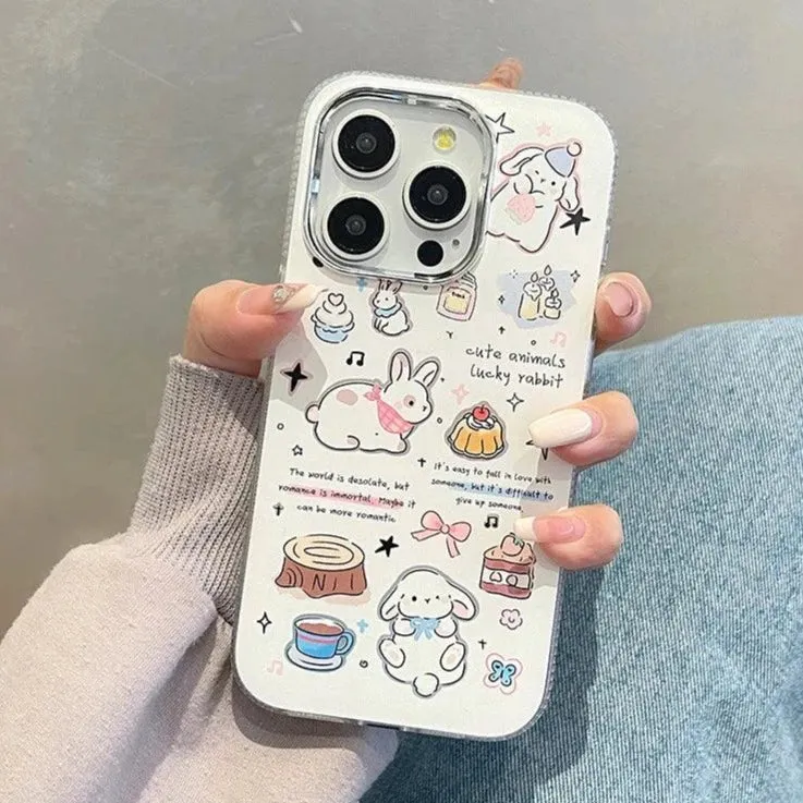 Cute Cartoon Lucky Rabbit Phone Case for iPhone 15 Pro Max, 14, 13, 11, 12, and 15 Plus