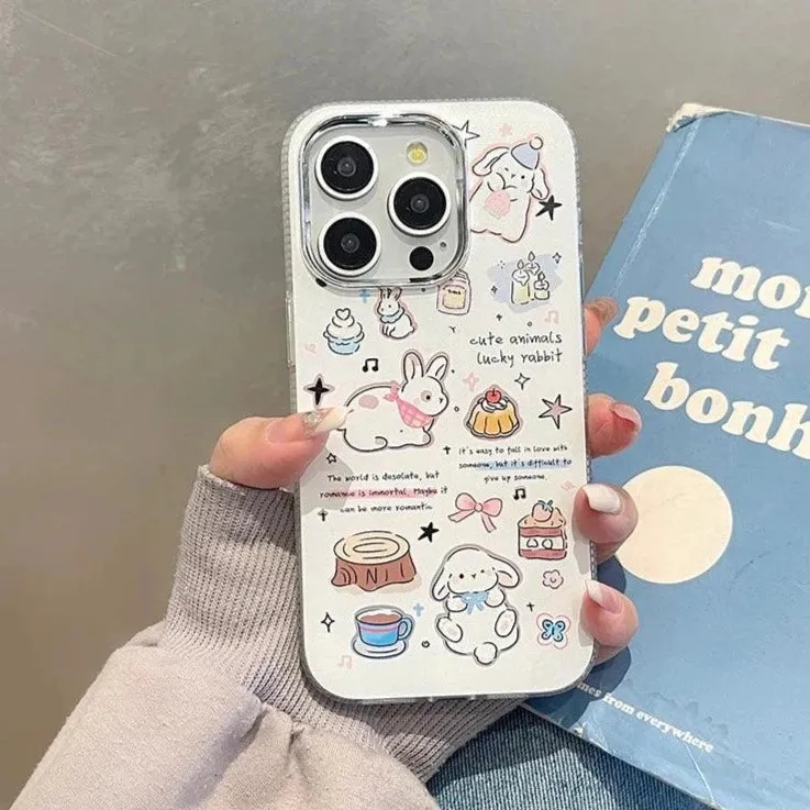 Cute Cartoon Lucky Rabbit Phone Case for iPhone 15 Pro Max, 14, 13, 11, 12, and 15 Plus