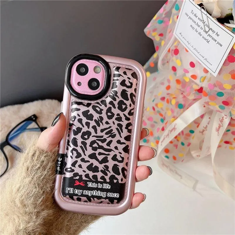 Cute Leopard Print Phone Case for iPhone 15 Pro Max, 14, 13, 12