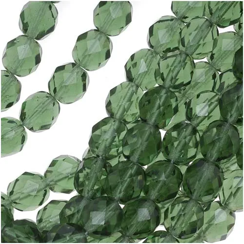 Czech Fire Polished Glass Beads 8mm Round Green Turmaline (25 pcs)