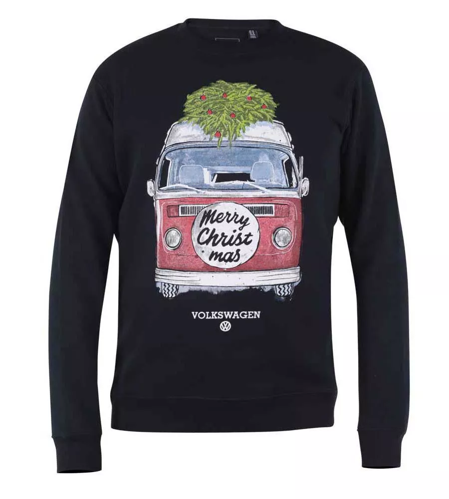 D555 Big Mens Official VW Christmas Camper Van Printed Sweatshirt (WEYMOUTH)