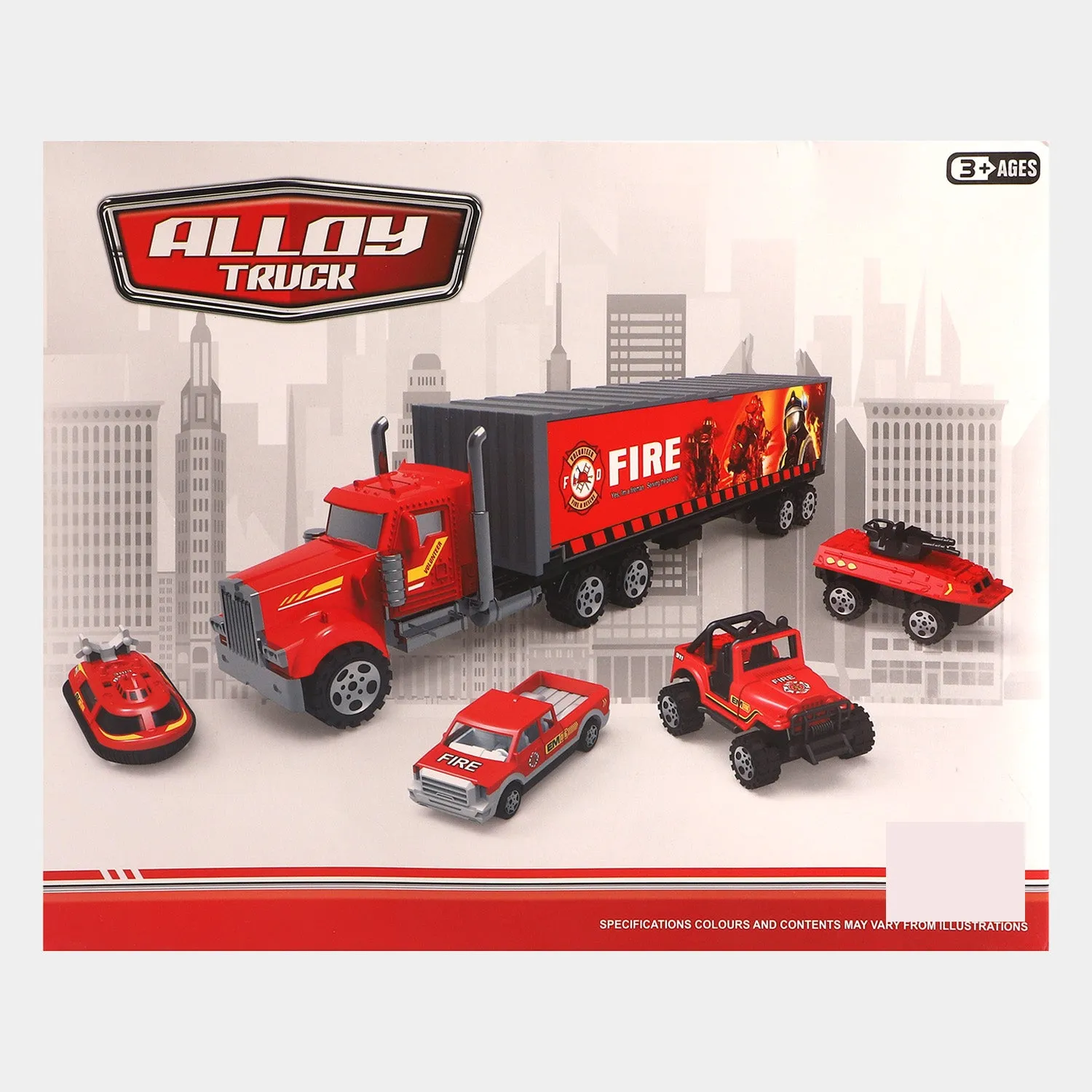 Fire Rescue Truck With 4Pcs Fire Vehicles For Kids