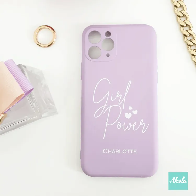 【Girl Power】Ultra Thin Silicone Soft iPhone Case 矽膠全包邊自訂名字電話殼