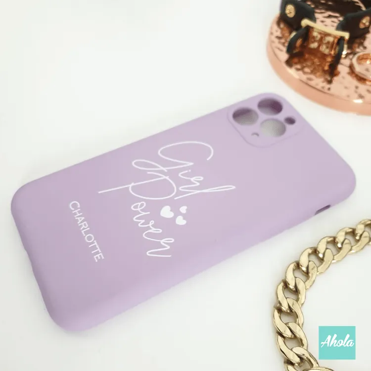 【Girl Power】Ultra Thin Silicone Soft iPhone Case 矽膠全包邊自訂名字電話殼