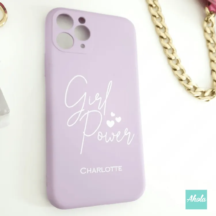 【Girl Power】Ultra Thin Silicone Soft iPhone Case 矽膠全包邊自訂名字電話殼