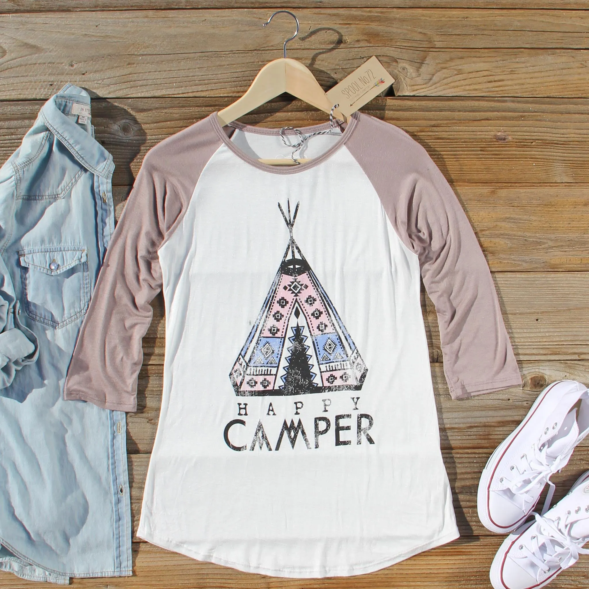 Happy Camper Baseball Tee