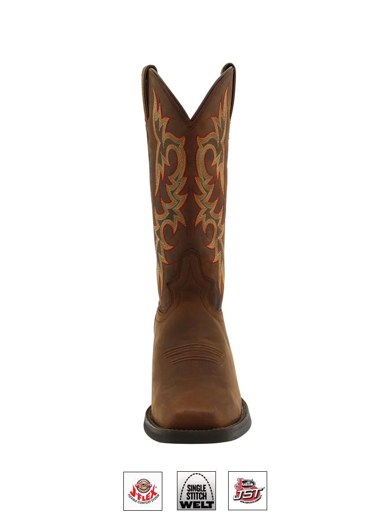 Justin 2552 Mens Stampede Western Boot Quint Brown - D