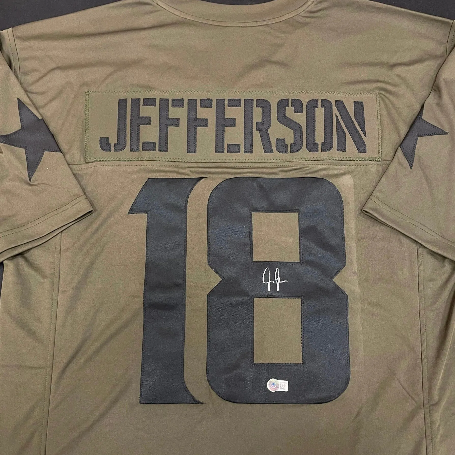 Justin Jefferson Autographed Army Green Pro-Style Jersey