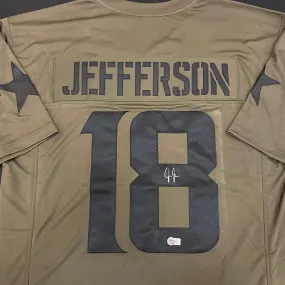 Justin Jefferson Autographed Army Green Pro-Style Jersey