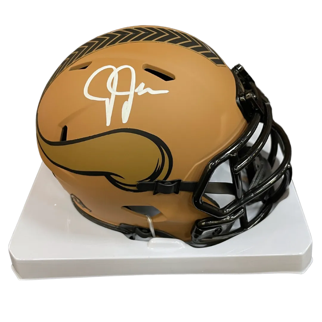 Justin Jefferson Autographed Minnesota Vikings 2023 Salute To Service Mini Helmet