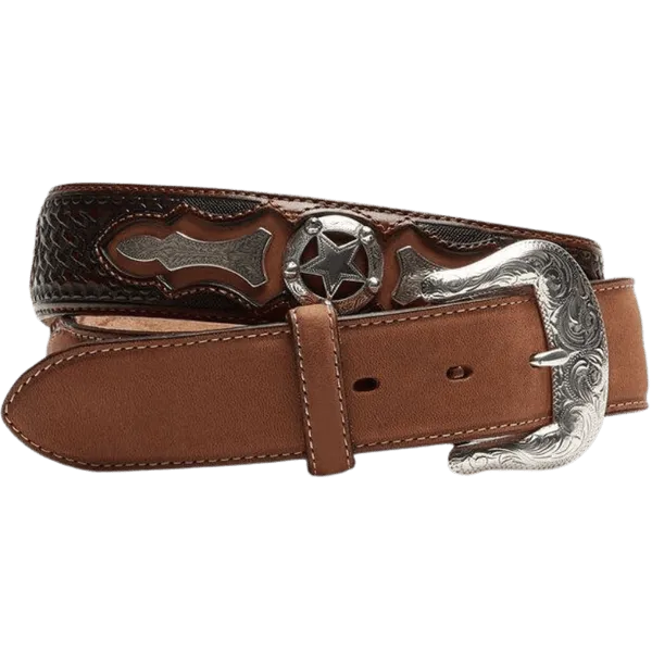 Justin Men's Brown Odessa Star Tooled Leather Belt C10765