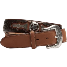 Justin Men's Brown Odessa Star Tooled Leather Belt C10765