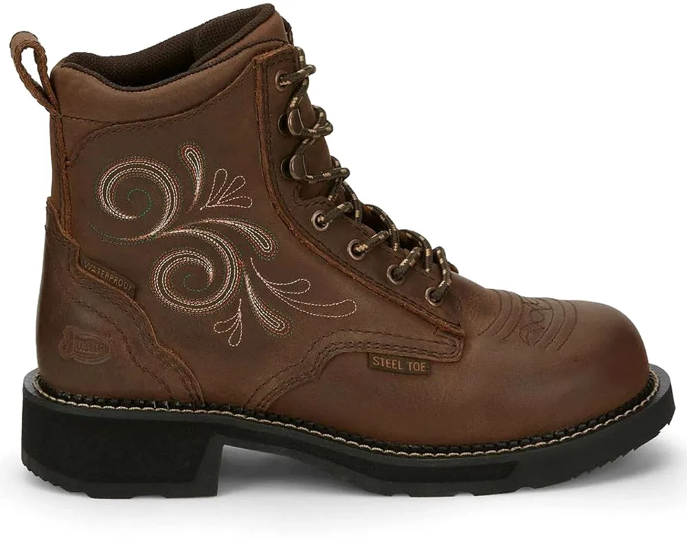 'Justin' Women's 6 Katerina EH WP Steel Toe - Aged Bark Brown