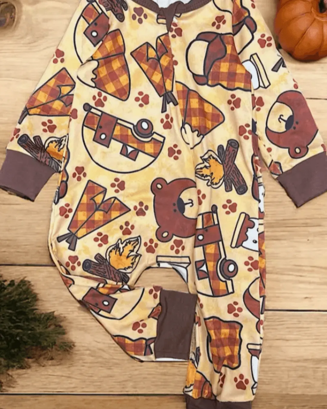 Kids Charm Infant Firepit & Camper Printed Onesie LR062108