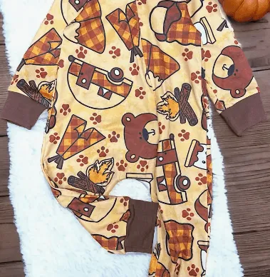 Kids Charm Infant Firepit & Camper Printed Onesie LR062108