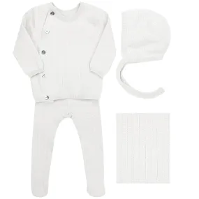 Kipp Baby White Textured Knit 4 Piece Layette Set