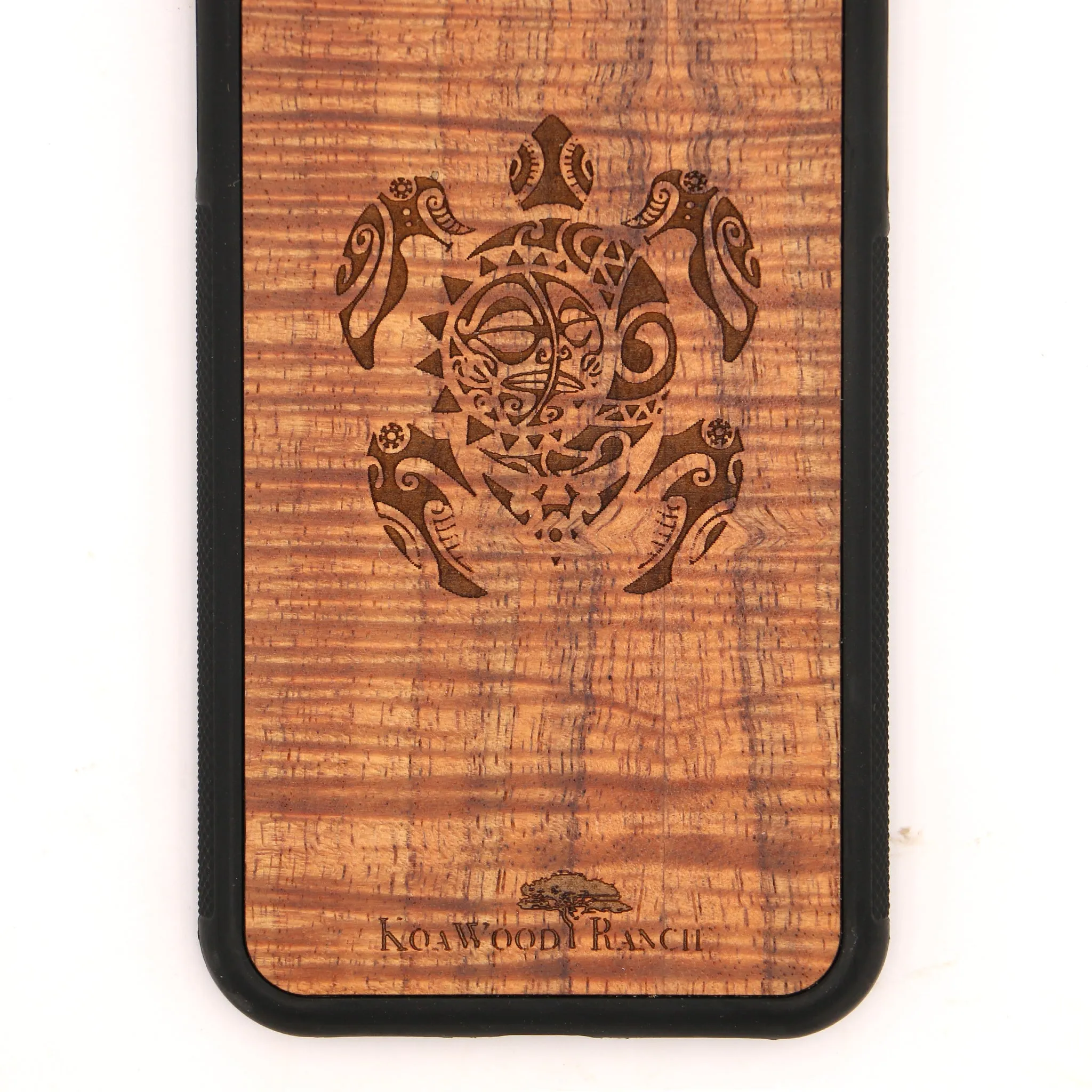 Koa Wood Phone Case - Tribal Honu