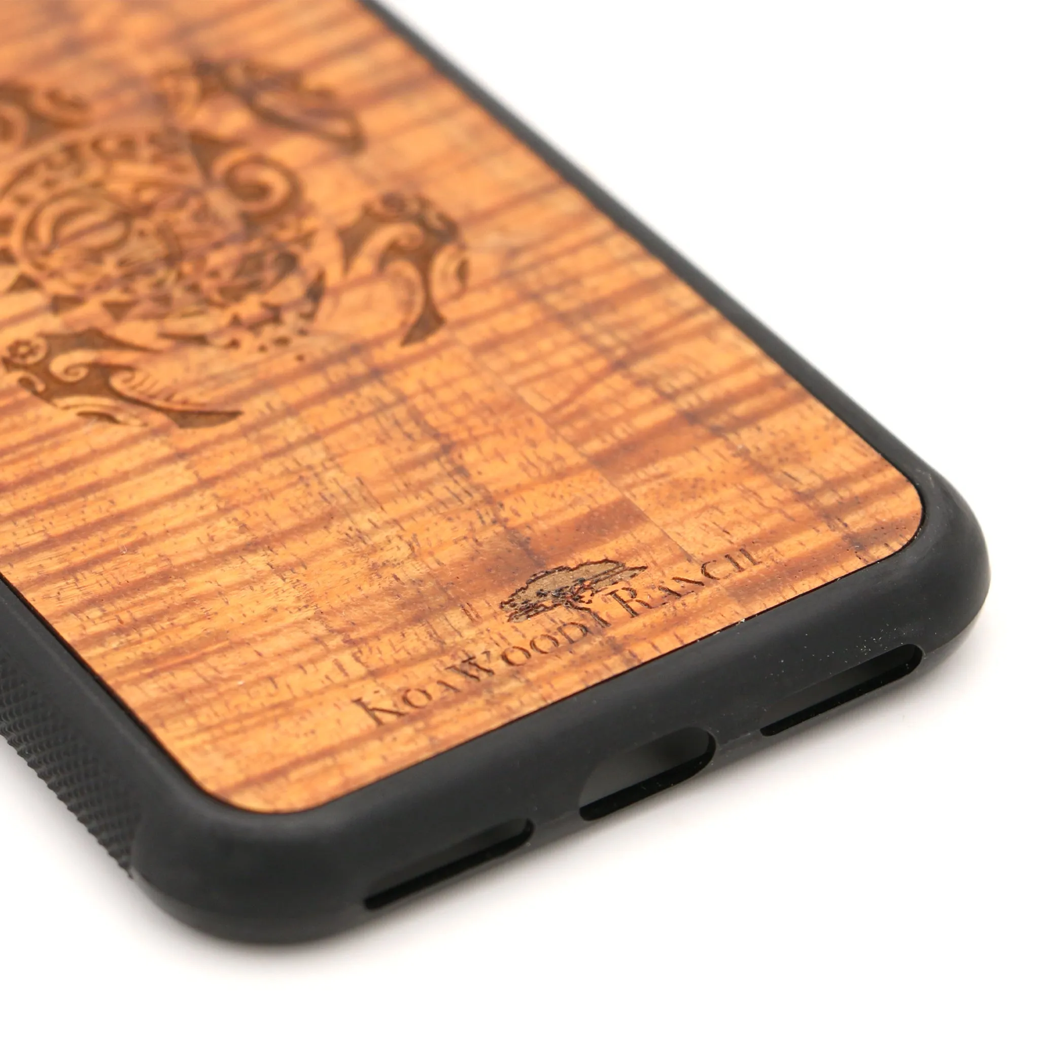 Koa Wood Phone Case - Tribal Honu