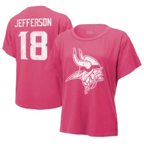 Lids Women's Majestic Threads Justin Jefferson Pink Minnesota Vikings Name & Number T-Shirt