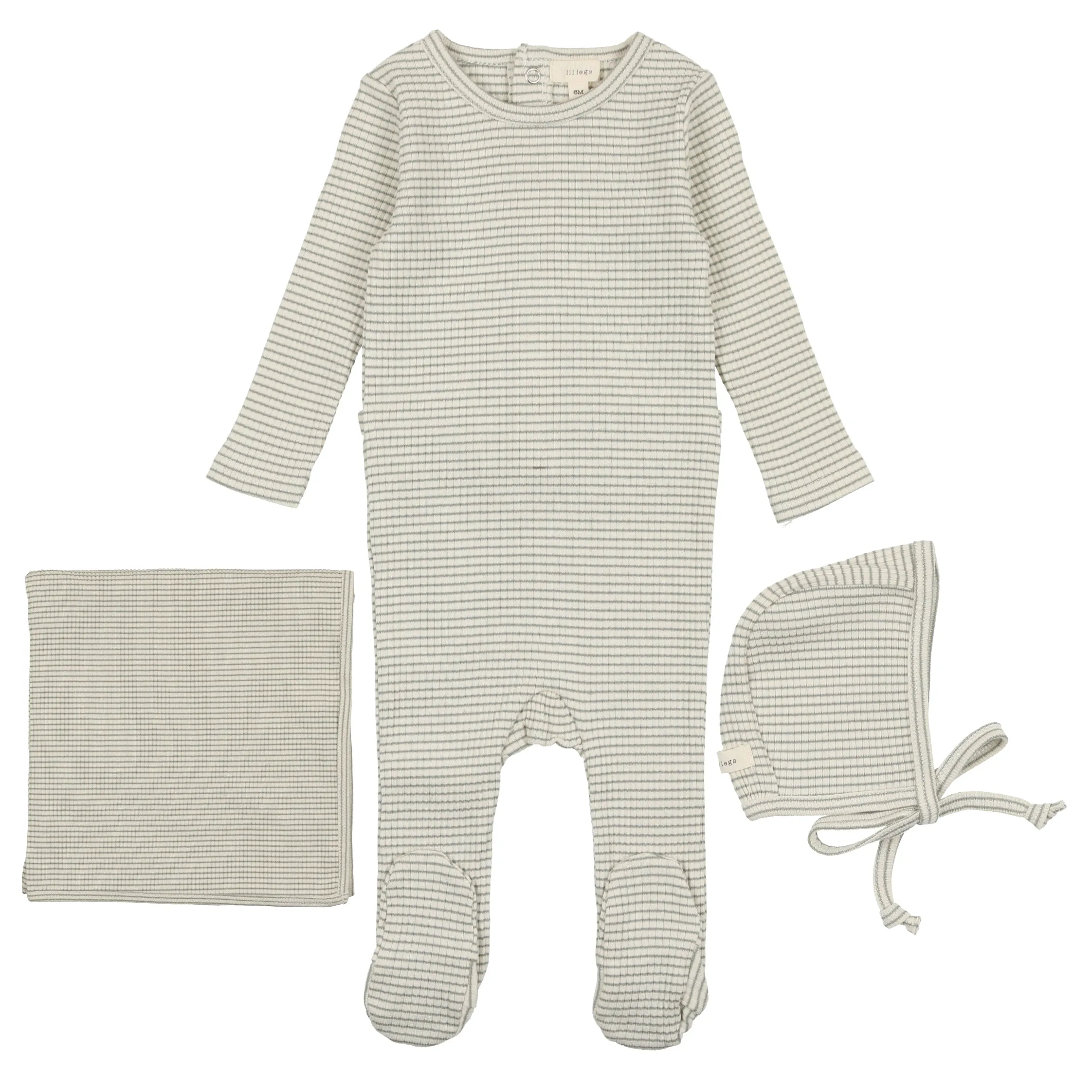 Lil Legs Green Stripe Ribbed Layette Set