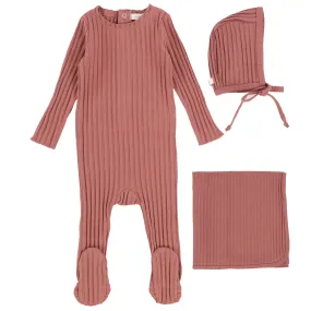 Lil Legs Mauve Wide Ribbed Layette Set