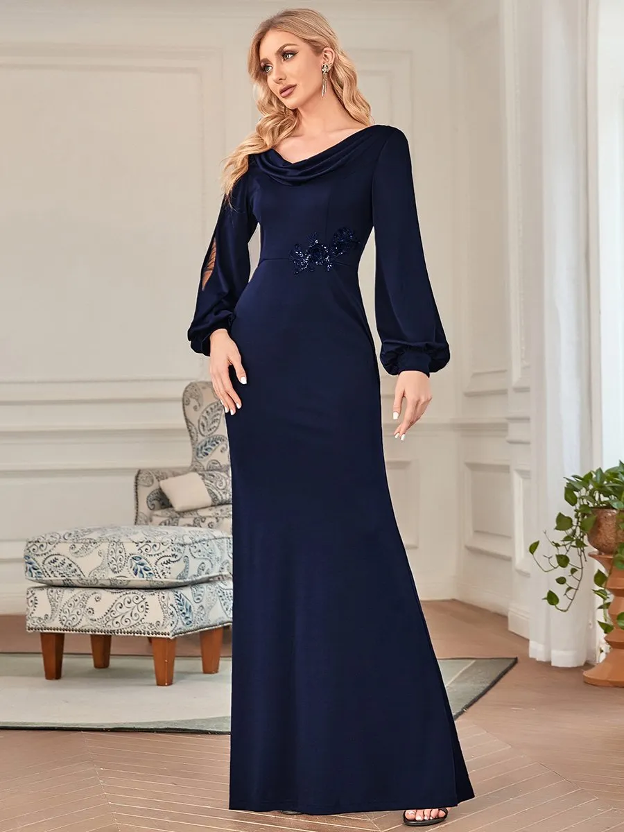 Long Drape Neck Dress Style 31701