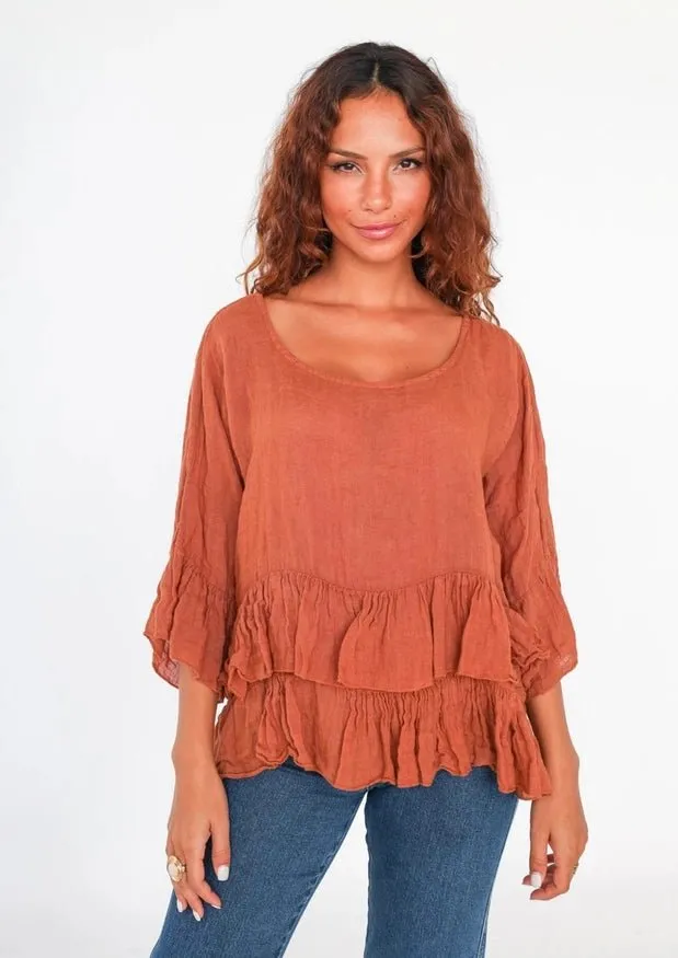 Made in Italy Crop Linen Top