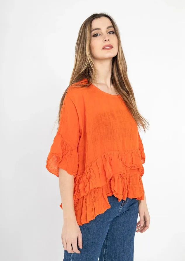 Made in Italy Crop Linen Top