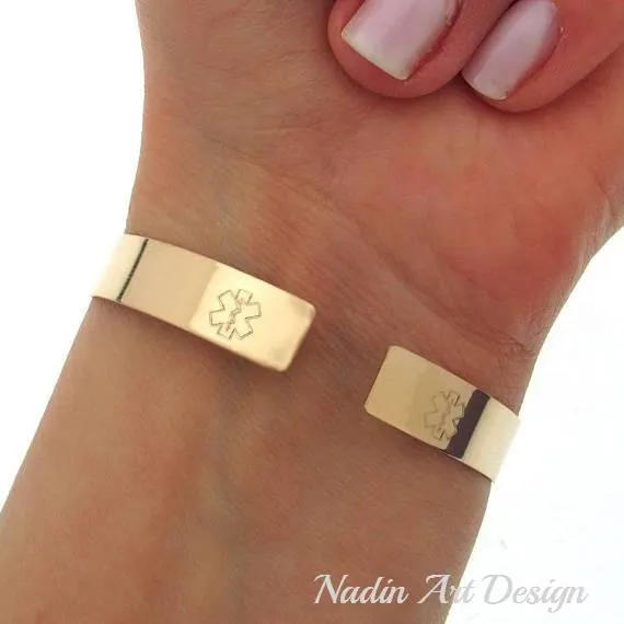 Medical ID Bracelet - Medical Emergency Symbol gold Bracelet