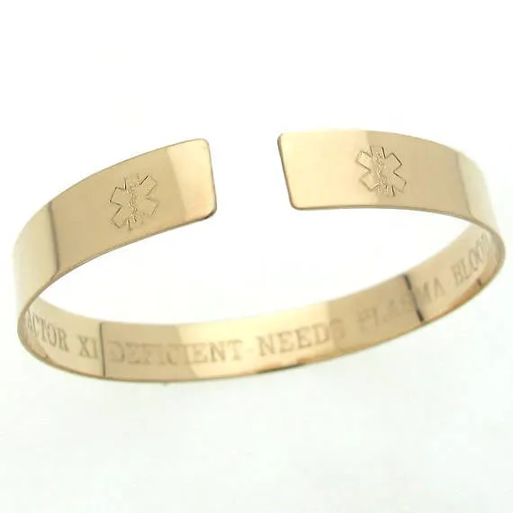 Medical ID Bracelet - Medical Emergency Symbol gold Bracelet