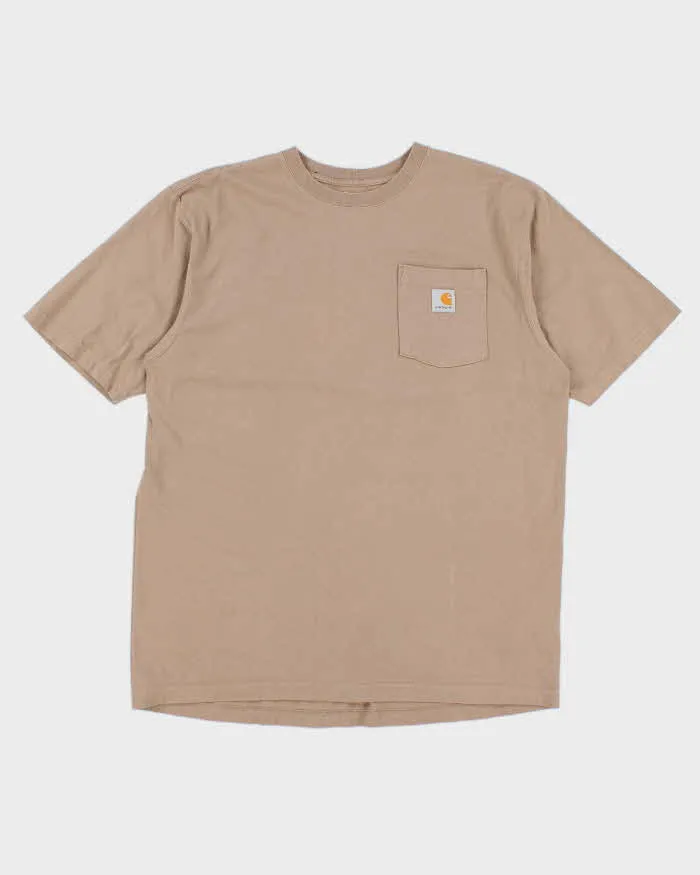 Men's Tan Carhartt Logo Pocket T shirt - L