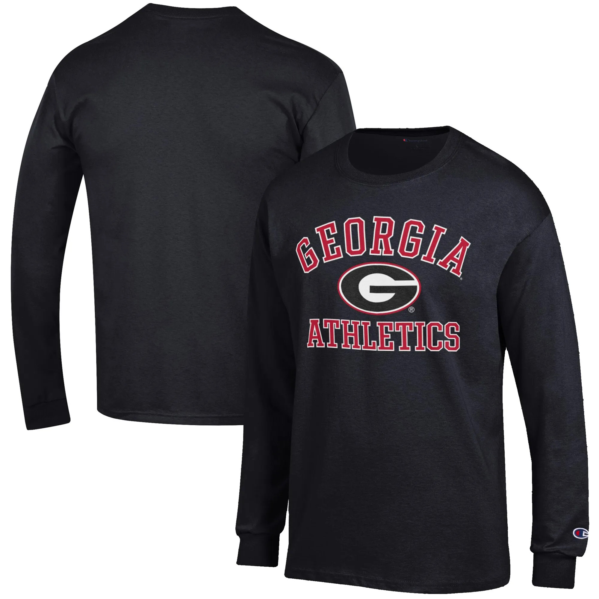 Men's Champion  Black Georgia Bulldogs Athletics Logo Long Sleeve T-Shirt