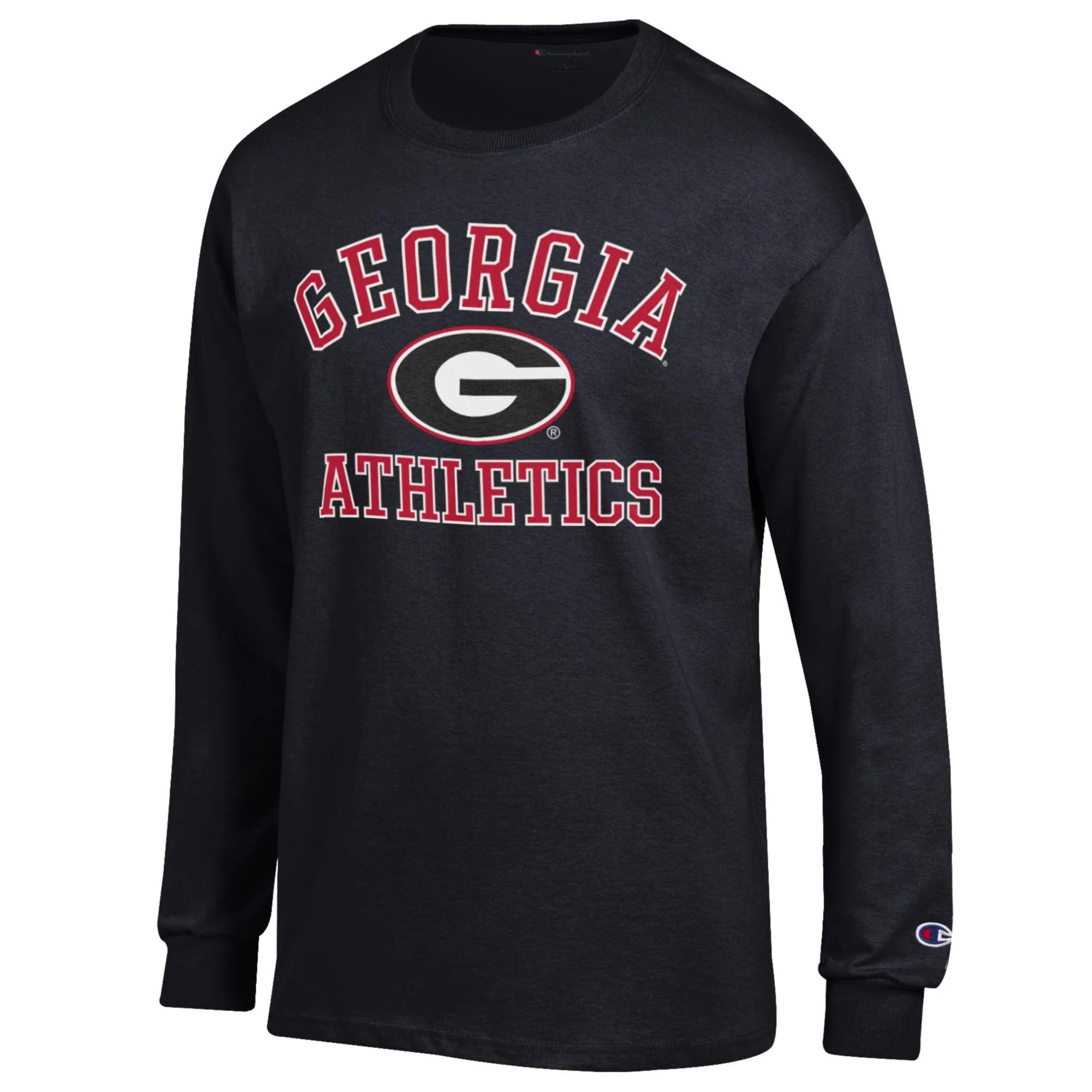 Men's Champion  Black Georgia Bulldogs Athletics Logo Long Sleeve T-Shirt