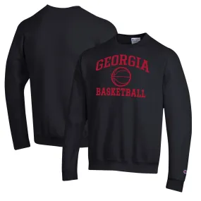 Men's Champion Black Georgia Bulldogs Basketball Icon Pullover Crewneck Sweatshirt