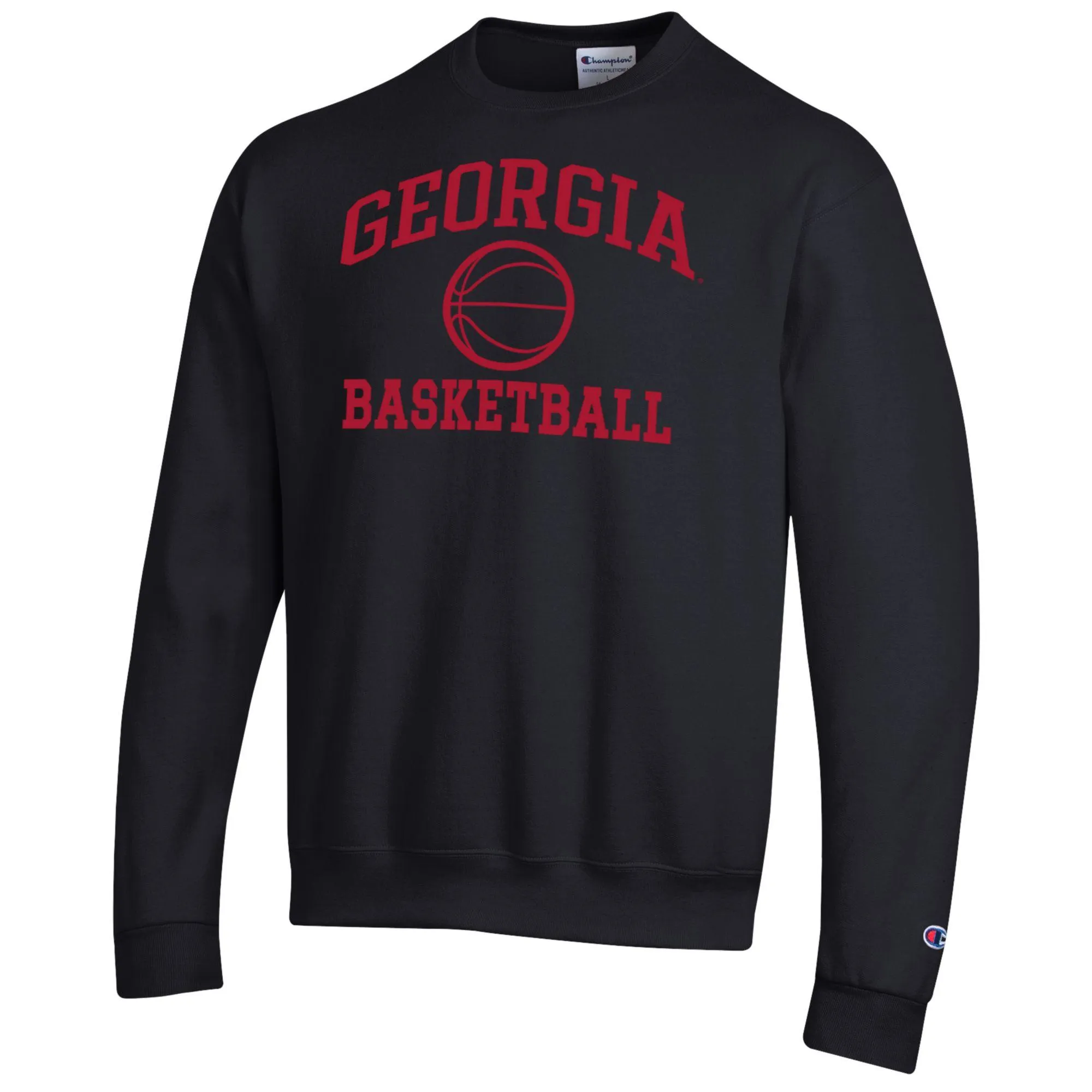 Men's Champion Black Georgia Bulldogs Basketball Icon Pullover Crewneck Sweatshirt