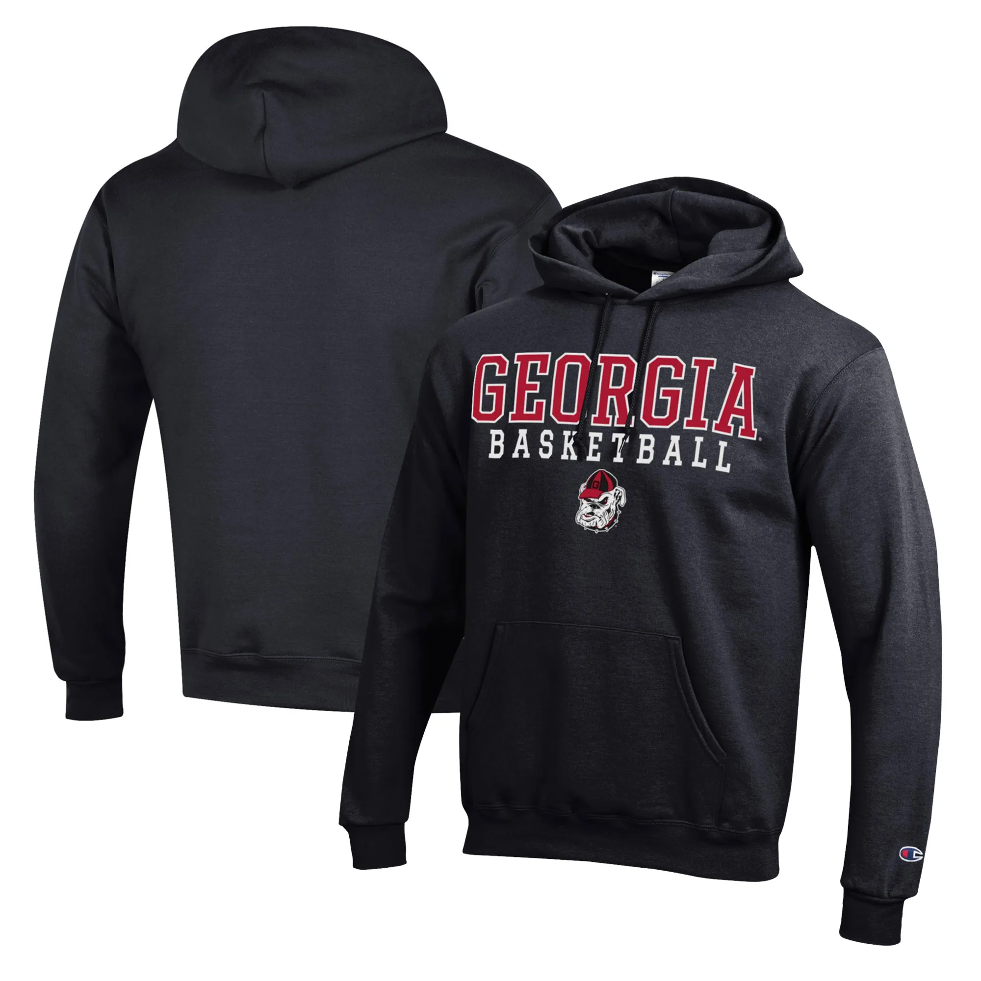 Men's Champion Black Georgia Bulldogs Basketball Stack Pullover Hoodie