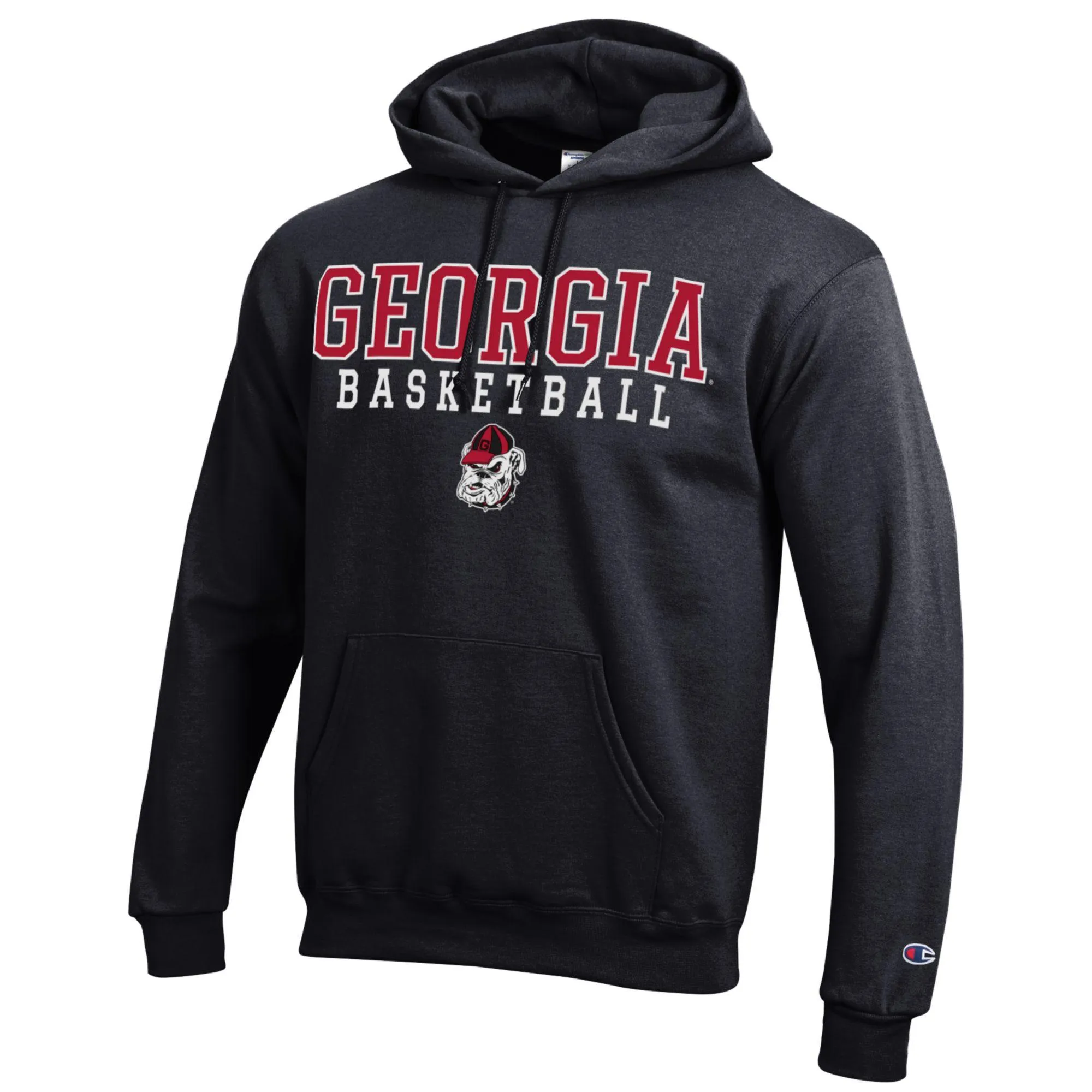 Men's Champion Black Georgia Bulldogs Basketball Stack Pullover Hoodie