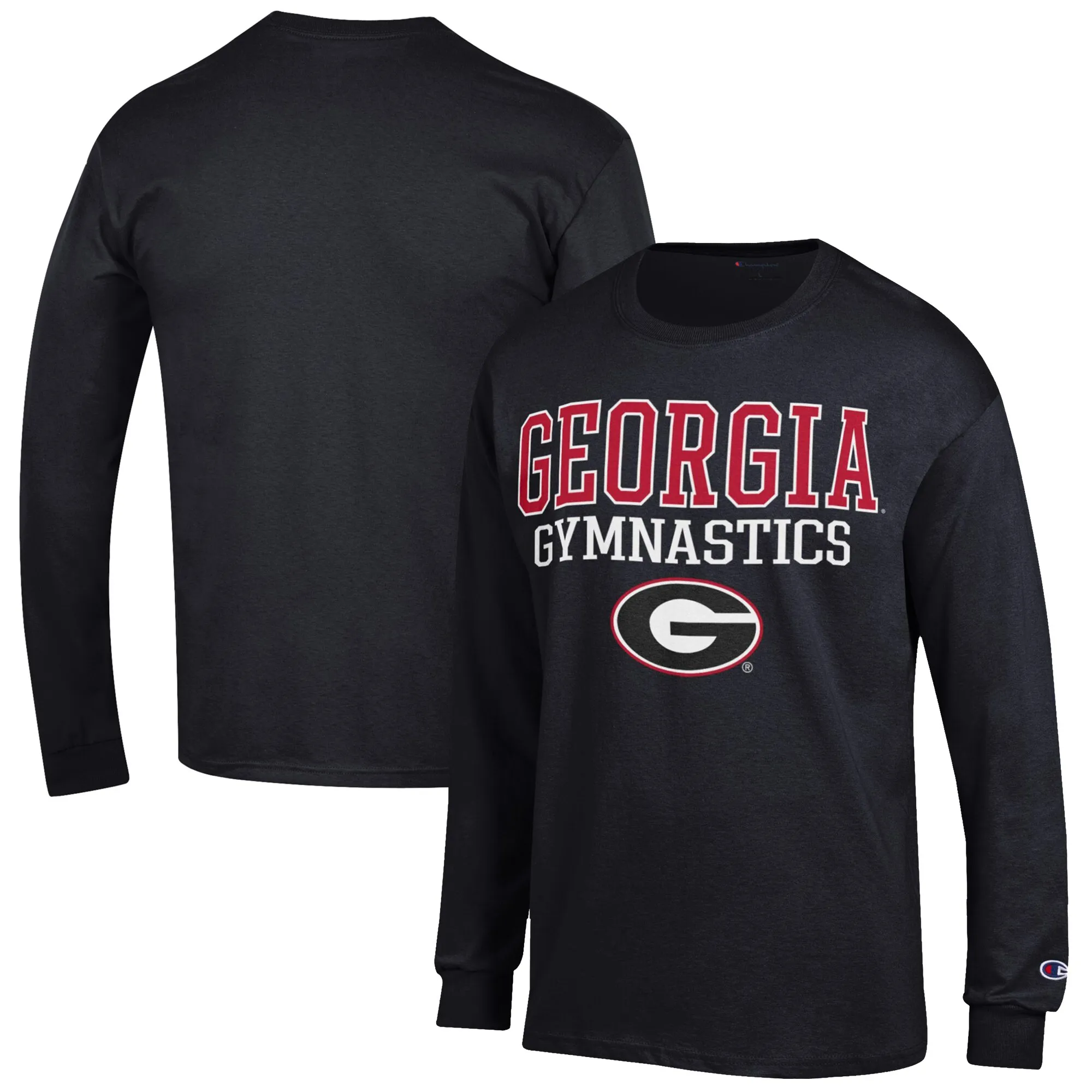 Men's Champion  Black Georgia Bulldogs Gymnastics Stack Long Sleeve T-Shirt