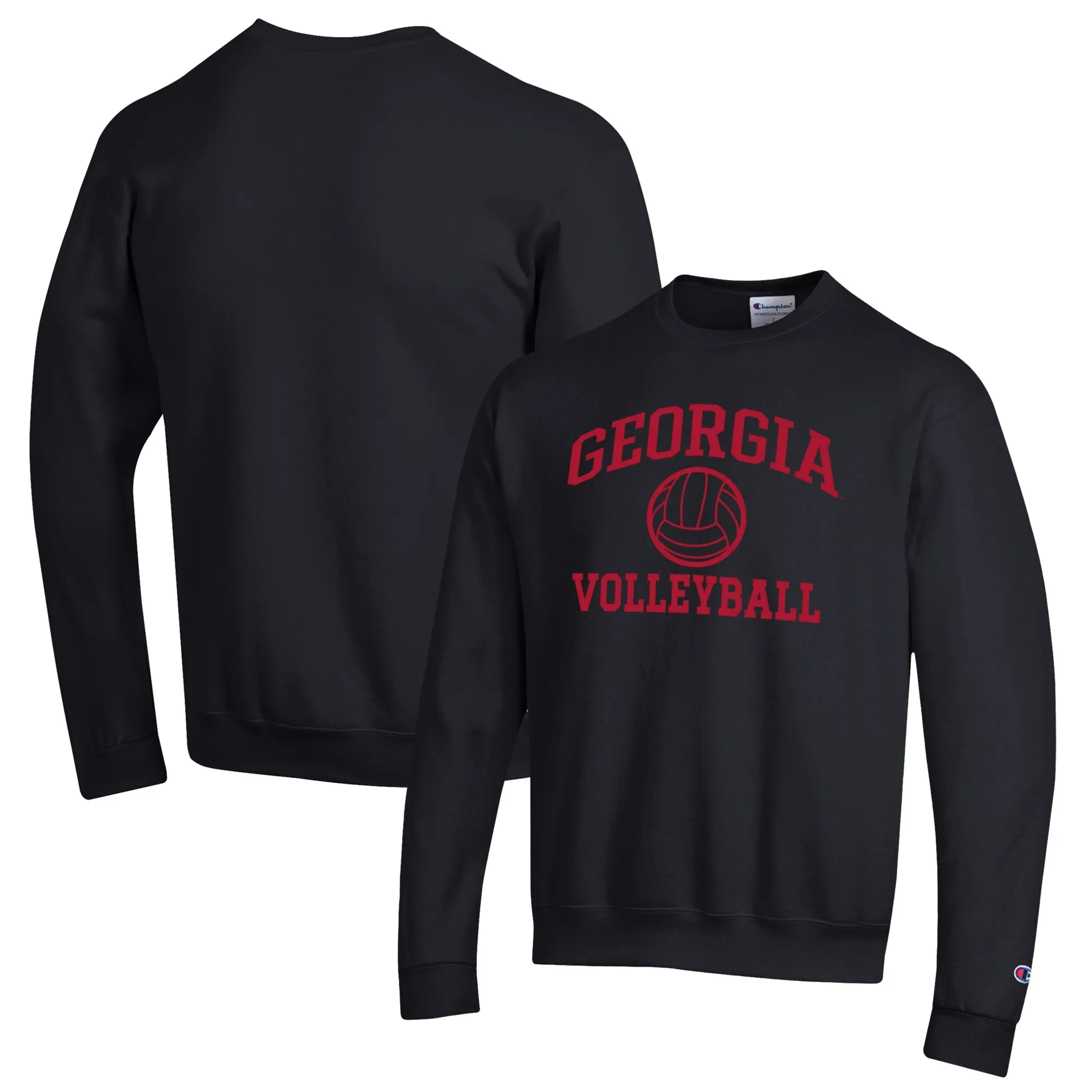 Men's Champion Black Georgia Bulldogs Volleyball Icon Powerblend Pullover Sweatshirt