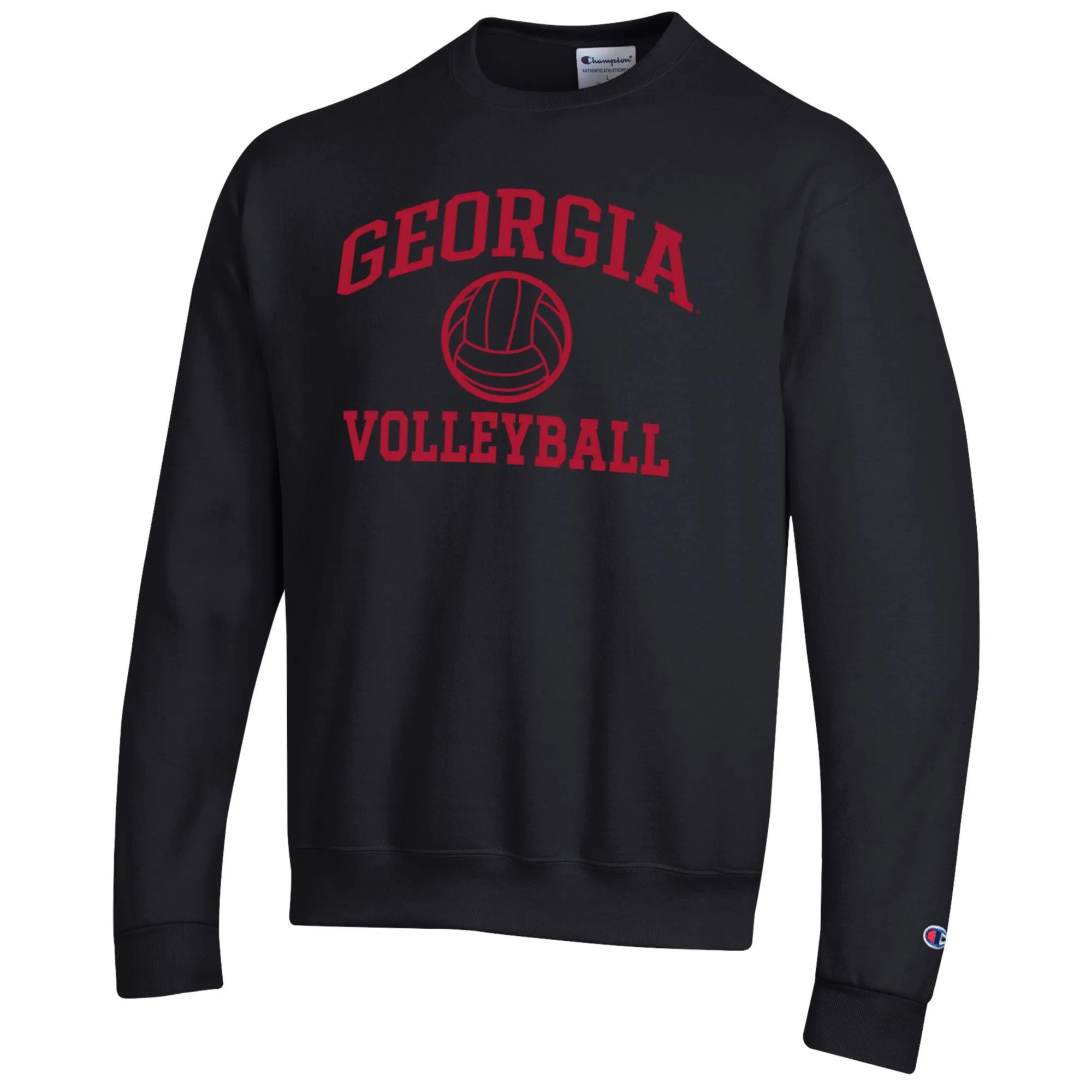 Men's Champion Black Georgia Bulldogs Volleyball Icon Powerblend Pullover Sweatshirt