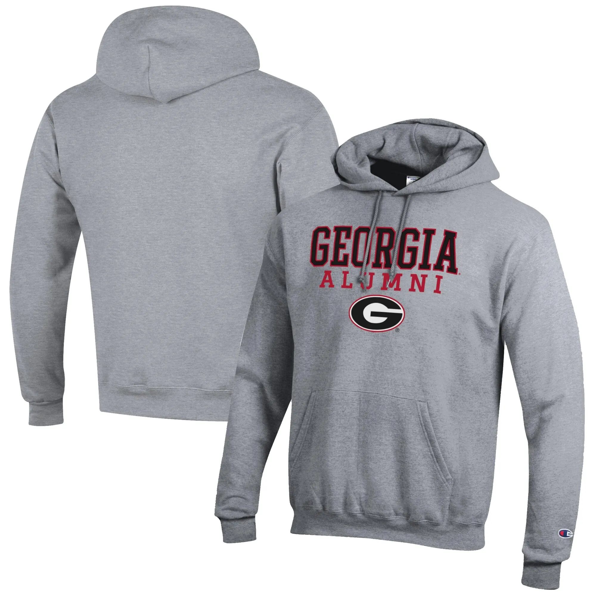 Men's Champion  Gray Georgia Bulldogs Alumni Logo Stack Pullover Hoodie