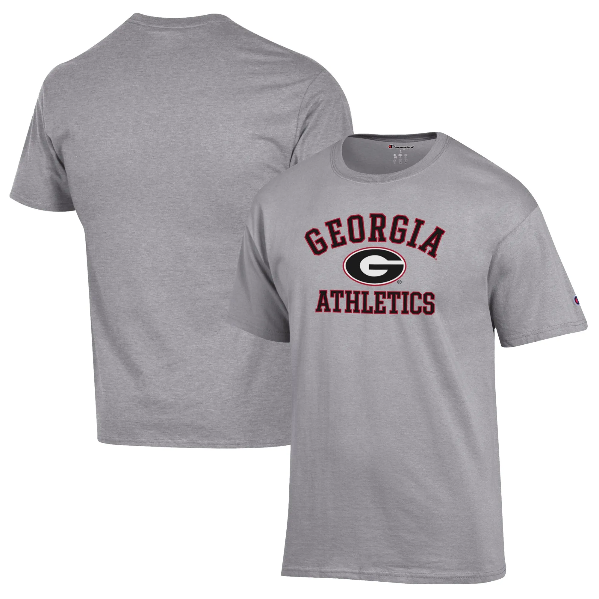 Men's Champion  Gray Georgia Bulldogs Athletics Logo T-Shirt