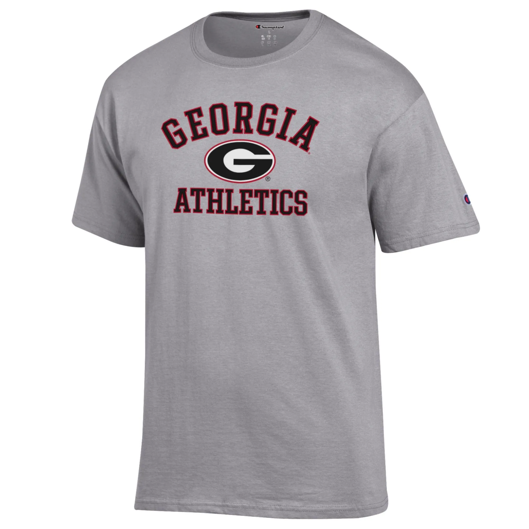 Men's Champion  Gray Georgia Bulldogs Athletics Logo T-Shirt