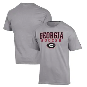 Men's Champion Gray Georgia Bulldogs Soccer Stack Logo T-Shirt