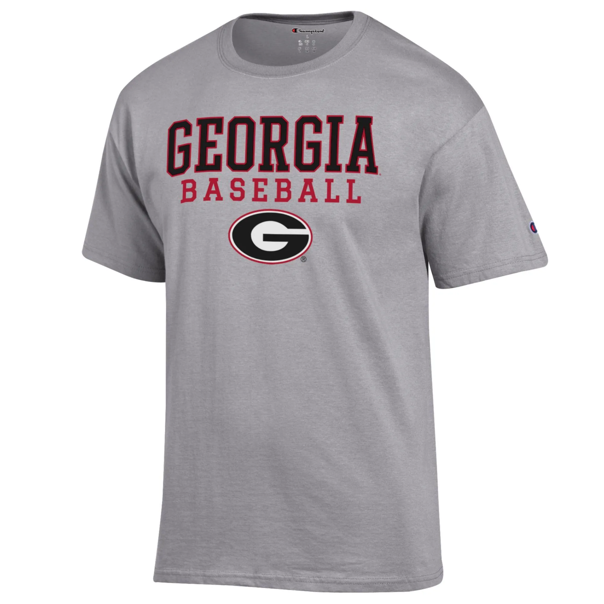 Men's Champion Gray Georgia Bulldogs Stack Logo Baseball T-Shirt